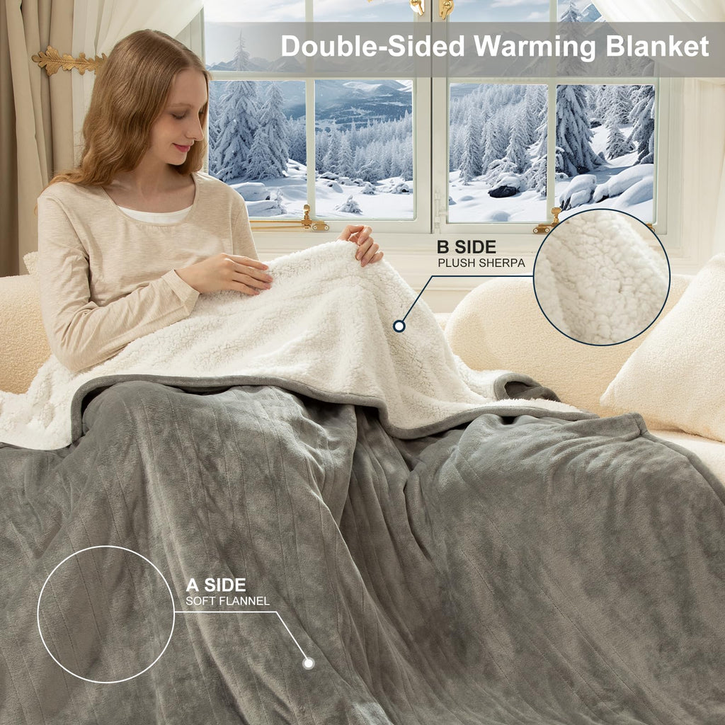 Heated Blanket Dual Control Electric Blanket, Grey