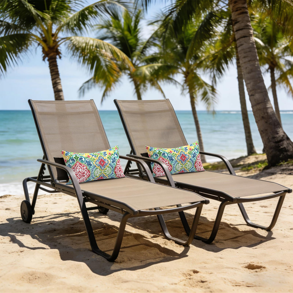 Outdoor Lumbar Pillow Covers Only Set of 2 Patio Decorative Pillow Cases, Water Repellent Lumbar Cushion Cases for