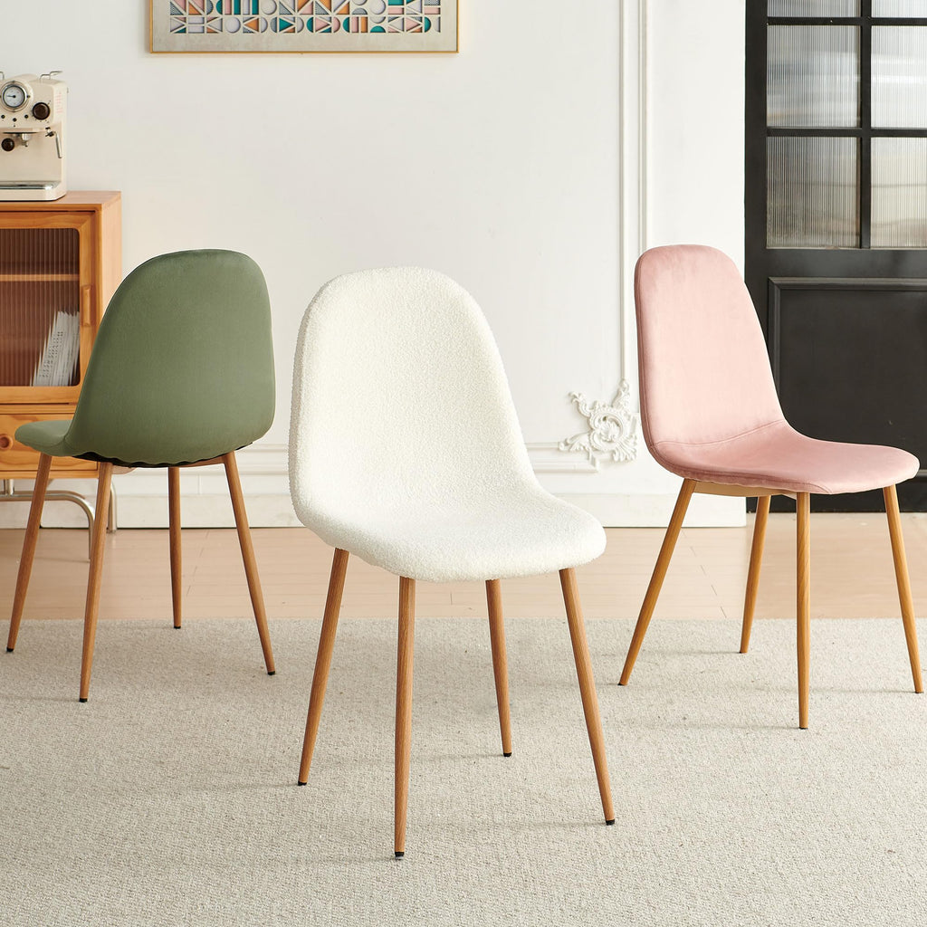 Velvet Dining Chairs Set of 4 - Modern Upholstered Chairs with Metal Legs for Living, Bedroom, Dining Room - Green