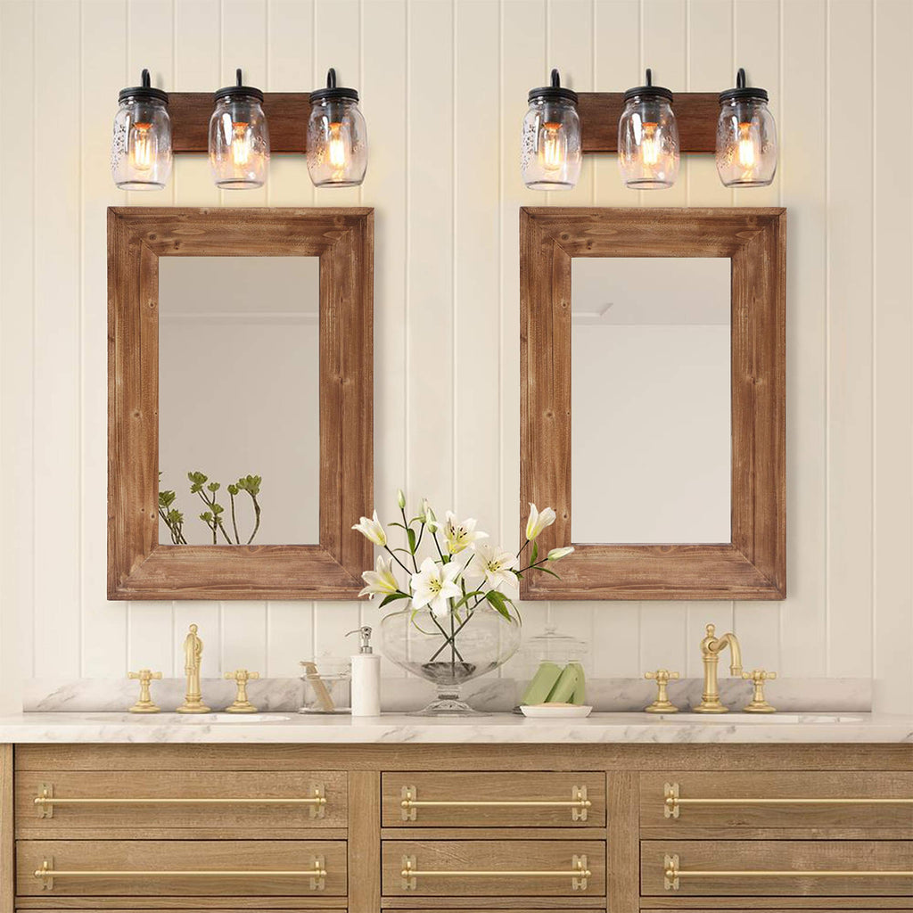 36 X 24 inch Wall Mount Wood Frame Bathroom Vanity Mirror Rustic Horizontal/Vertical Rectangle Mirror for Over Sink