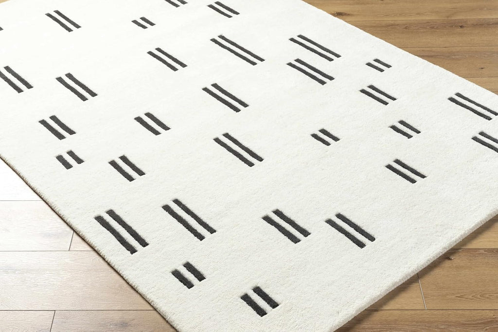 Yitta Wool Living Room, Bedroom Area Rug - Abstract Striped Geometric - Contemporary Modern Minimalist Scandinavian