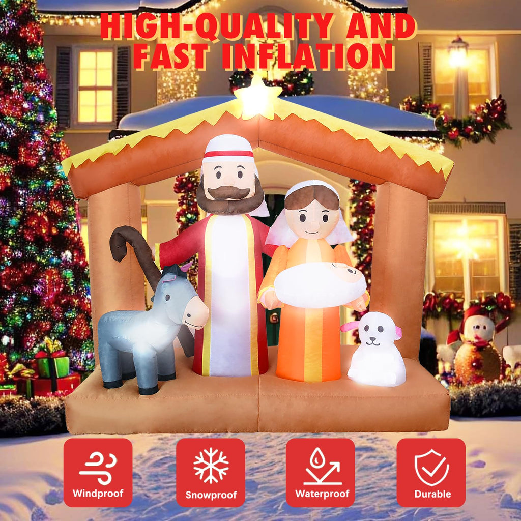 6 FT Christmas Inflatables Nativity Scene Outdoor Decorations