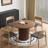 Round Dining Table, 41.7" Modern Wood Kitchen Table for 4, Pedestal Circle Dining Tables, Fluted Dining Table for