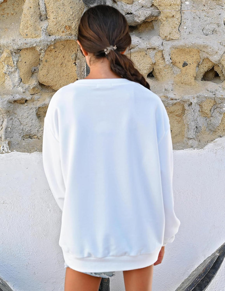Girls Oversized Striped Crewneck Sweatshirt Long Sleeve Color Block Pullover Tops Fall Casual Clothes