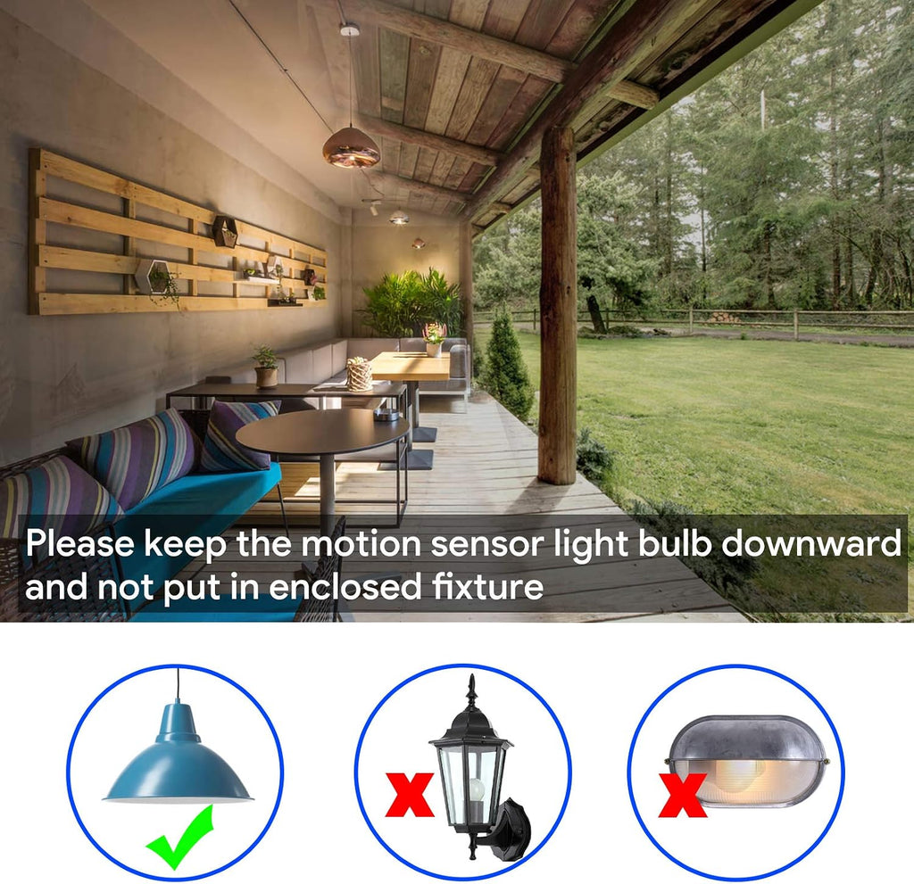 Energetic Motion Sensor Light Bulb, 8.5W (60 Watt Equivalent) E26 Motion Activated Dusk to Dawn Security Light Bulb