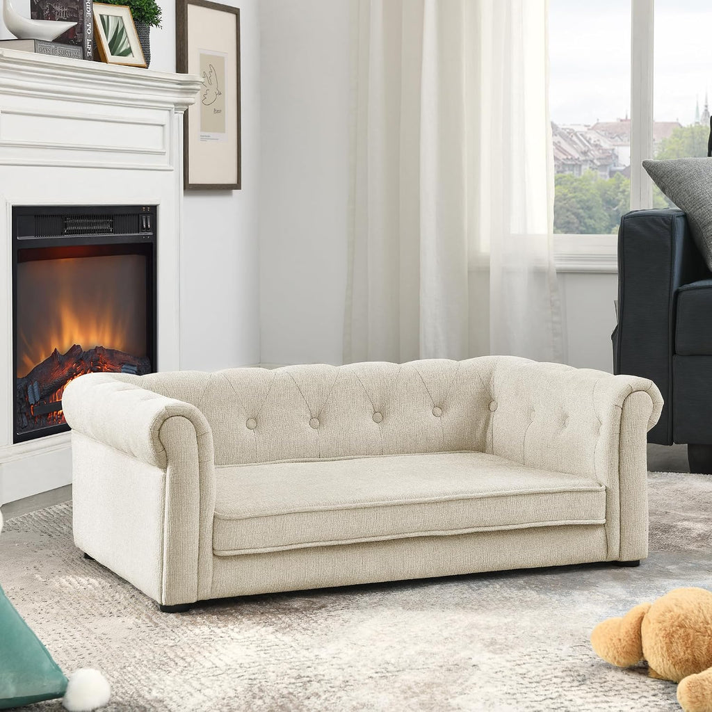 Dog Sofa Couch for Small to Medium Dogs, Memory Foam Dog Couch with Washable Fabric, Removable Cushion, Sofa Bed