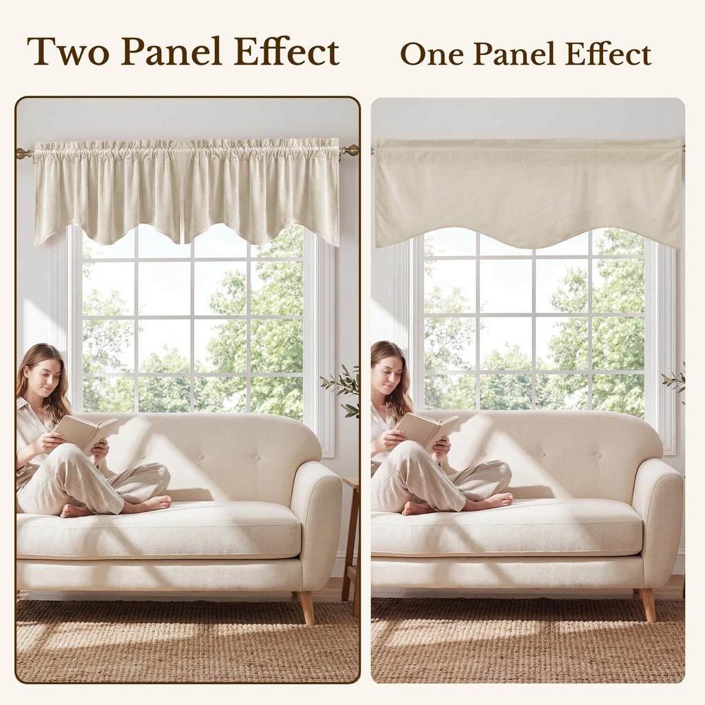 Beige Window Valance Curtains 52x18 Inch, 1 Panel