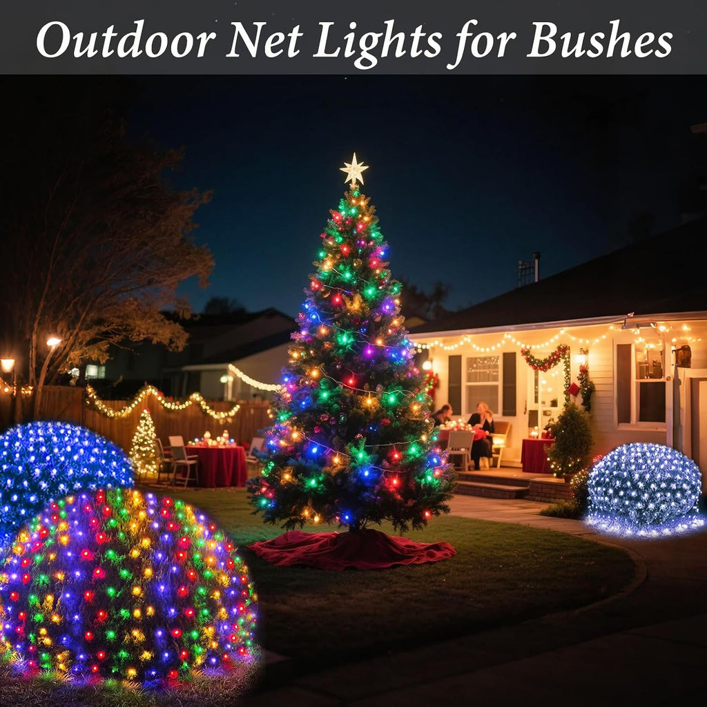 300 LED Christmas Net Lights, 14.8ft x 5ft Mesh Lights Outdoor 8 Modes Green Wire, Waterproof Connectable String