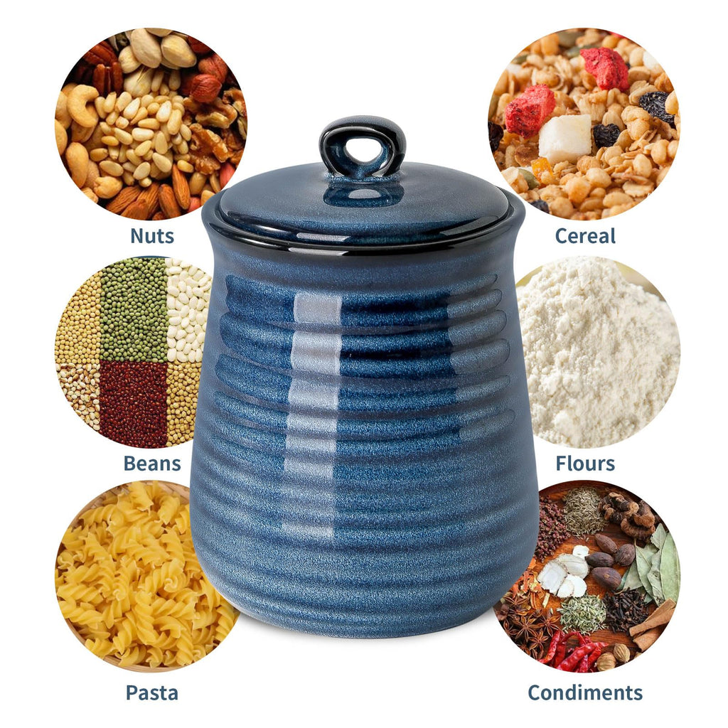 Kitchen Canisters Set with Airtight Lid for Countertop, 25 Ounce Ceramic Vintage Food Storage Jars Containers Set of