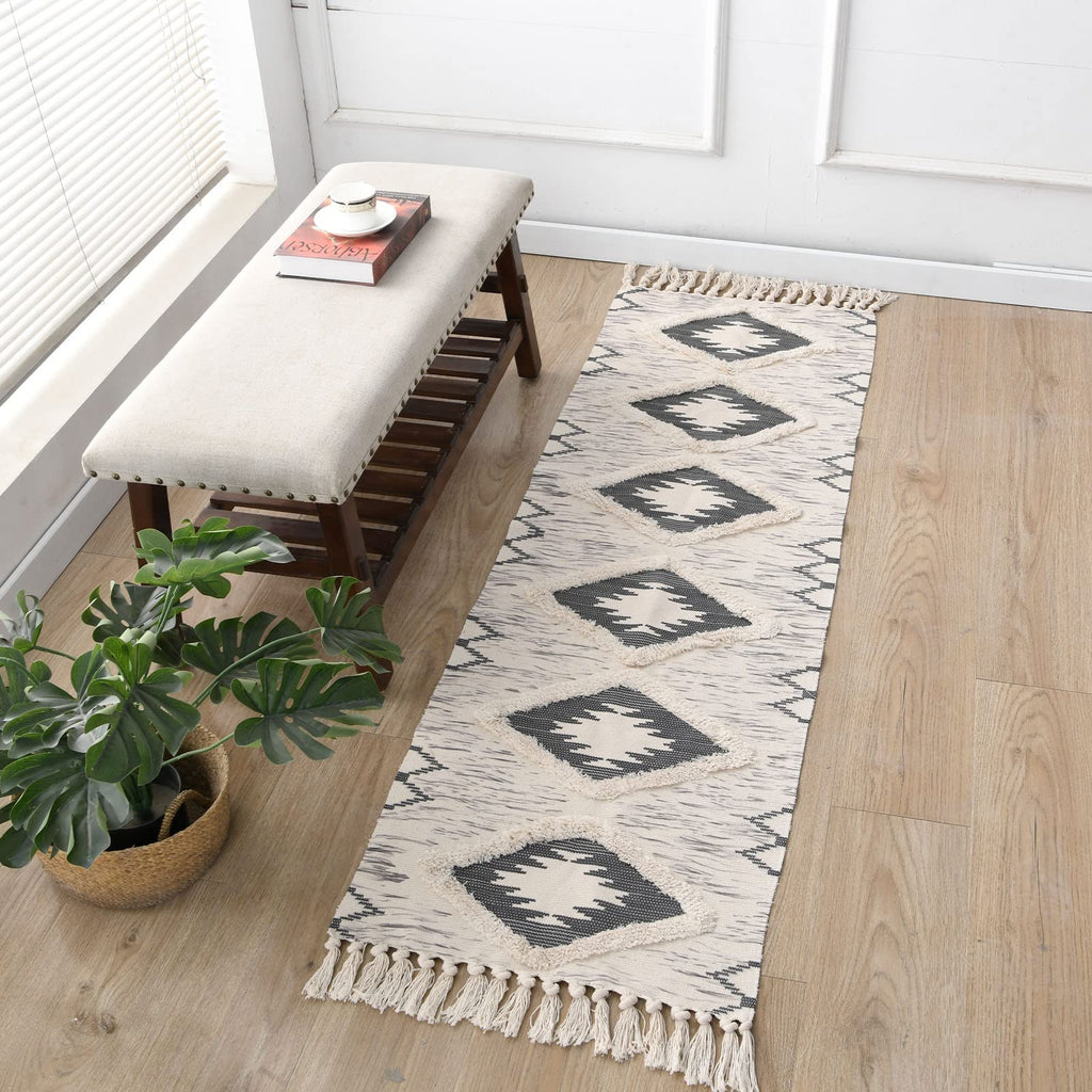 Boho Runner Rug, Washable Hallway Rug Runner Non Slip Rubber Backed, Kitchen Farmhouse Area Rug Floor Mat with