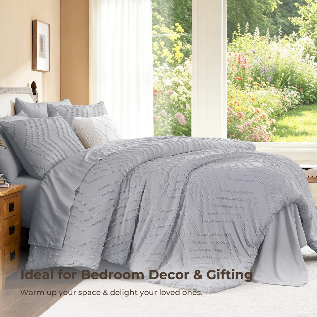 King Comforter Set with Sheets, 7 Pieces Boho Bed in a Bag