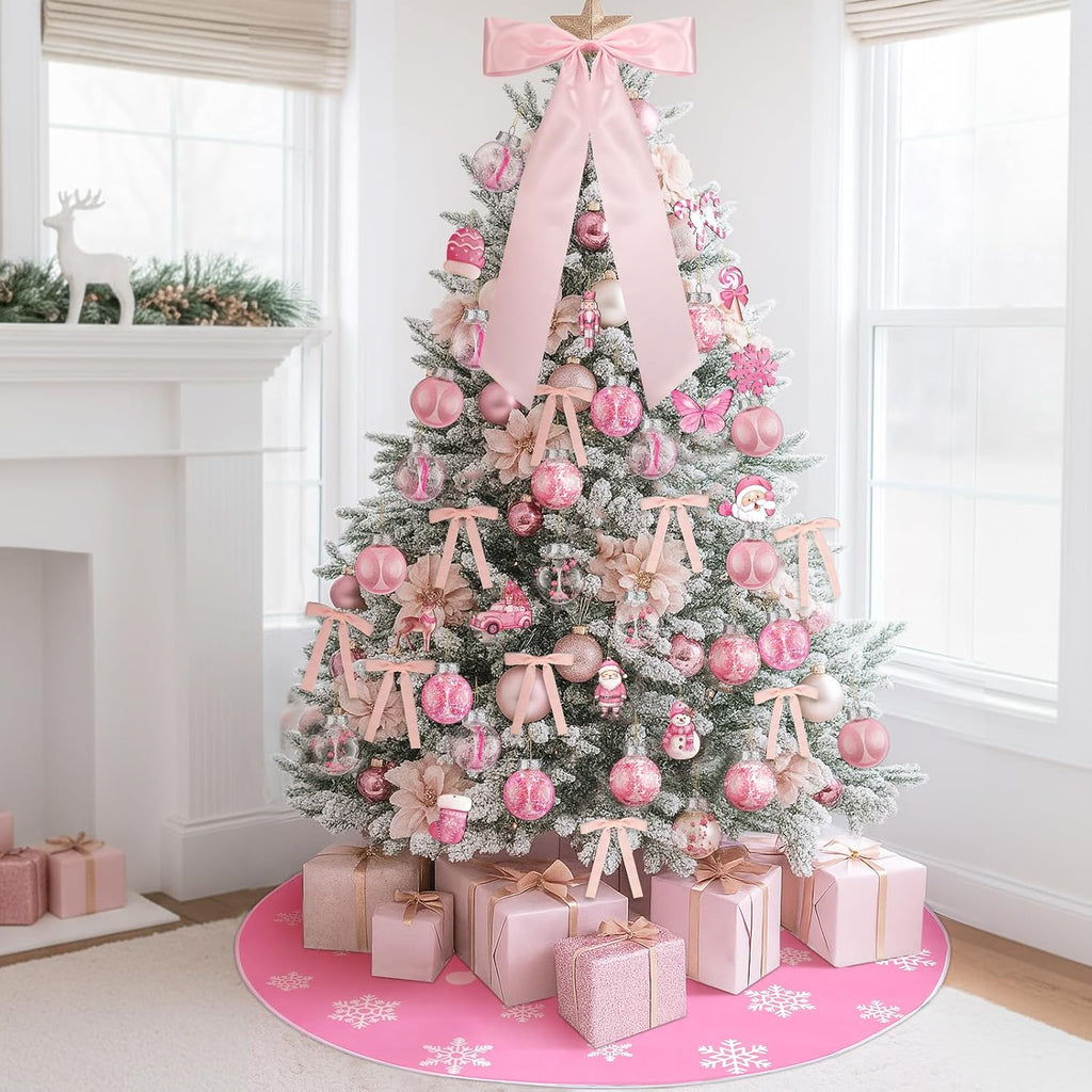 74 Pcs Pink Christmas Tree Ornaments Set
