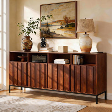 70" Buffet Cabinet with Storage, Walnut Sideboard Credenza