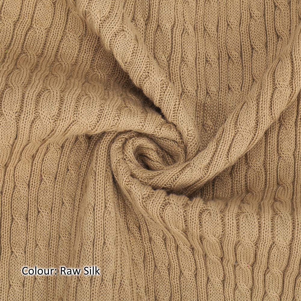 Cable Twist Knit Fabric, Selvedge Edge 14 Colours, Knitted Sweater Style Cotton Feel Material. Superb Cloth for