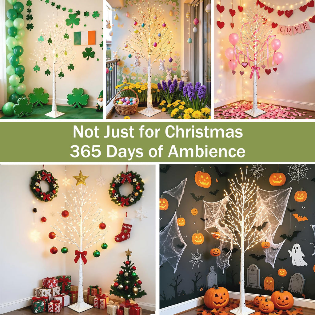 6FT Lighted Birch Tree, 260 LED Plug-in Fairy Tree Light with Timer