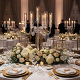 Acrylic Candelabra Centerpieces for Tables, 37.4in Tall 6 Arm Acrylic Candle Holder for Taper LED Candles, Clear
