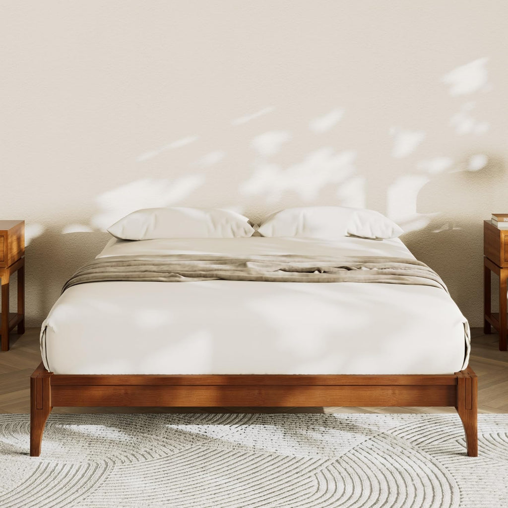 Bamboo Japanese Joinery Bed Frame, Tools Free, Brown