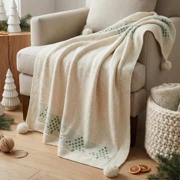 Christmas Throw Blanket 50" x 60" Soft Knit Throw Blanket for Bed Couch Sofa Living Room, Travel Lightweight Warm