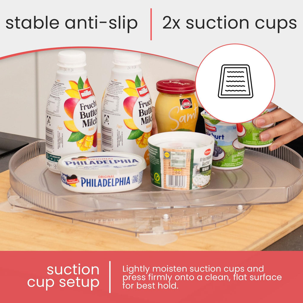 Lazy Susan for Refrigerator - 360° Turntable Refrigerator Organizer and Storage Tray for Fridge, Cabinet & Pantry