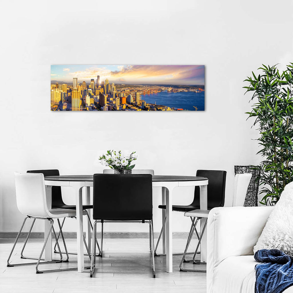 Seattle Skyline Wall Nature Sunset City Wall Decor Living Room Washington Cityscape Canvas Prints Modern Skyscraper
