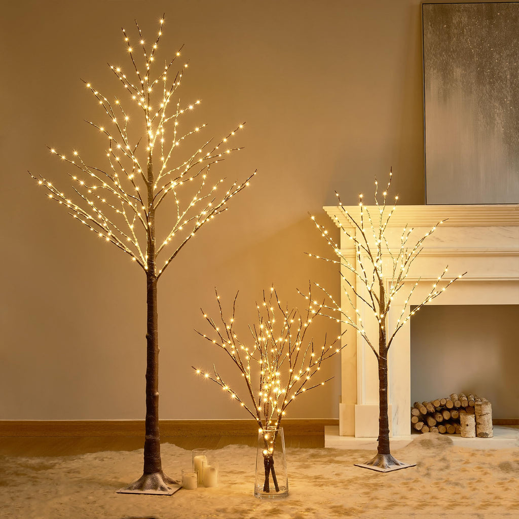 Lighted Snow Dusted Twig Tree with 200 LED Fairy Lights 4FT for Indoor Outdoor Home Thanksgiving Christmas Holiday