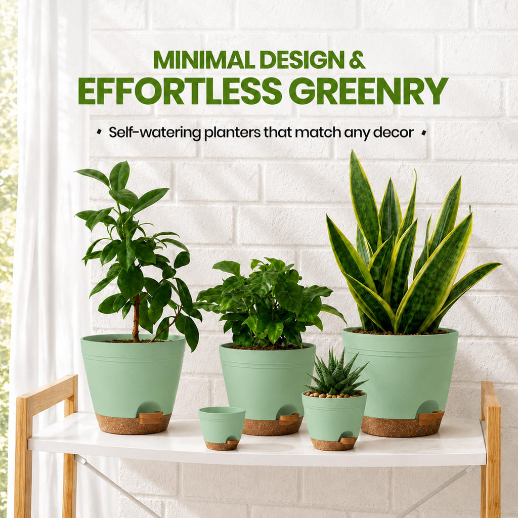 Self Watering Pots for Indoor Plants 6.8"/6.4"/5.9"/5.5"/4.9" Set of 10, Planters for Indoor Plants, Small Multi-Size