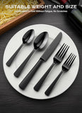 Black Silverware Set, 45-Piece Flatware Set Service for 8, Durable Stainless Steel