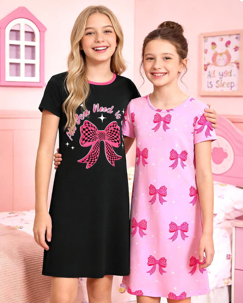 2Pcs Girls Nightgowns Kids Pajamas Princess Nightgown Dress Sleepwear for Toddler Little Girls Nightdress