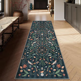 Insect Botanical 2'6"x10' Black Runners for Hallways, Non Slip Washable Kitchen Bathroom Carpet Runn