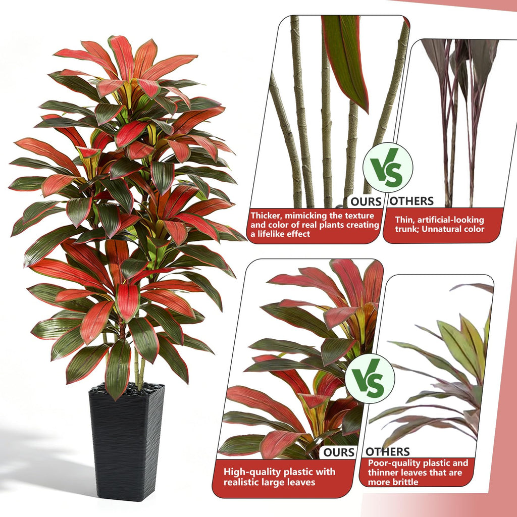 Artificial Red Dracaena Tree 6FT, Tall Fake Plants Indoor