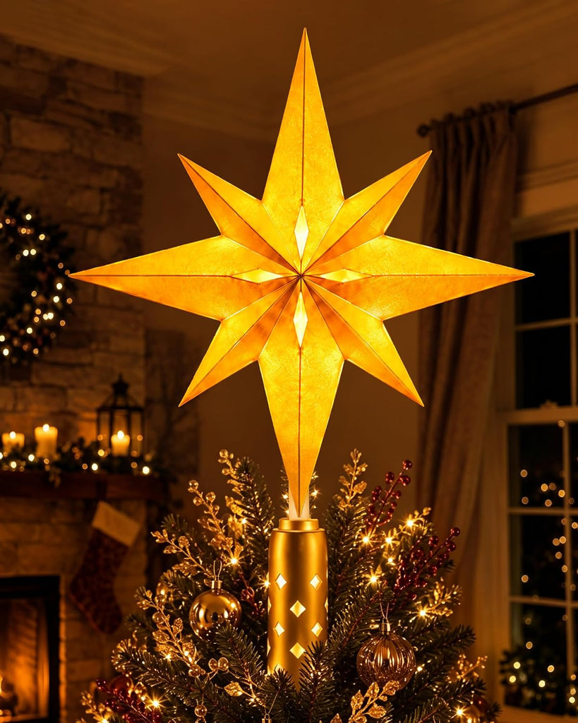 Lighted 3D Printed Christmas Star Tree Topper for Christmas Decor