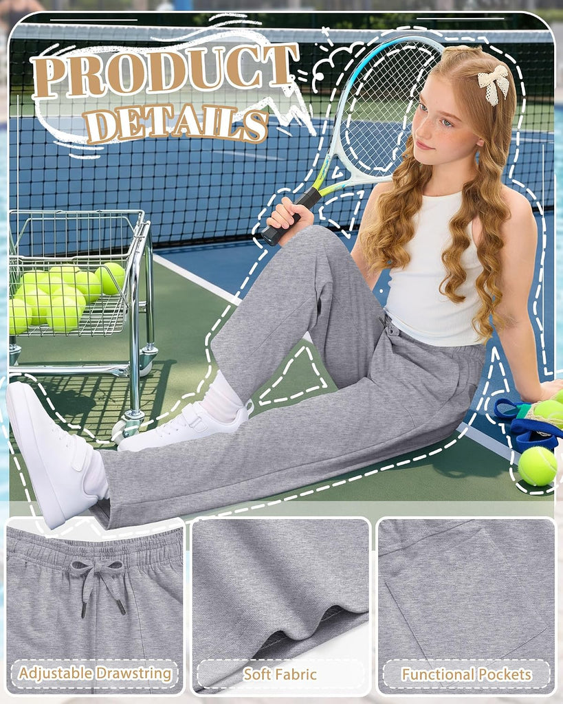 3 Pack Girls Wide Leg Lightweight Pants