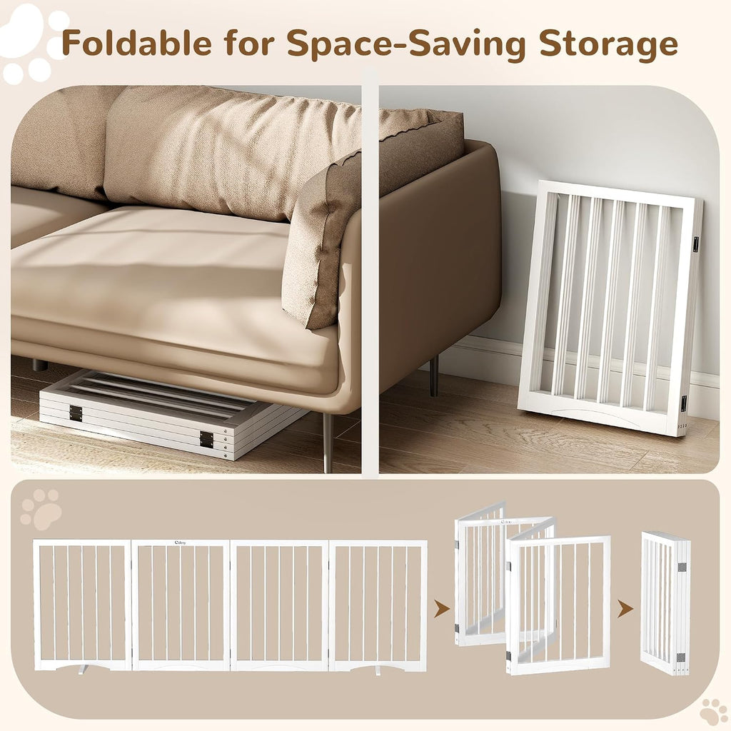 Free Standing Dog Gate Indoor, Foldable Dog Gate for Doorways Stairs
