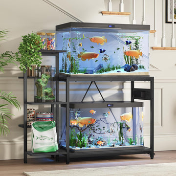20-29-37 Gallon Fish Tank Stand with Power Outlet & Side Shelf
