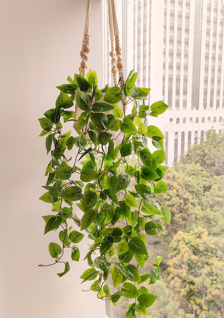 Fake Hanging Plants with Lights Artificial Plants Decor Macrame Plant Hanger with Fake Vines Faux Hanging Planter for