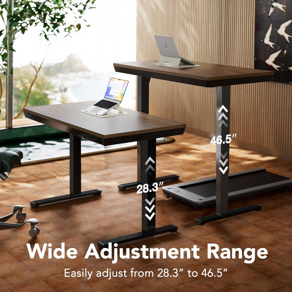 Electric Standing Desk with Drawers, 48 X 24 Inch Electric Adjustable Height Desk, Quick Install One-Piece Tabletop