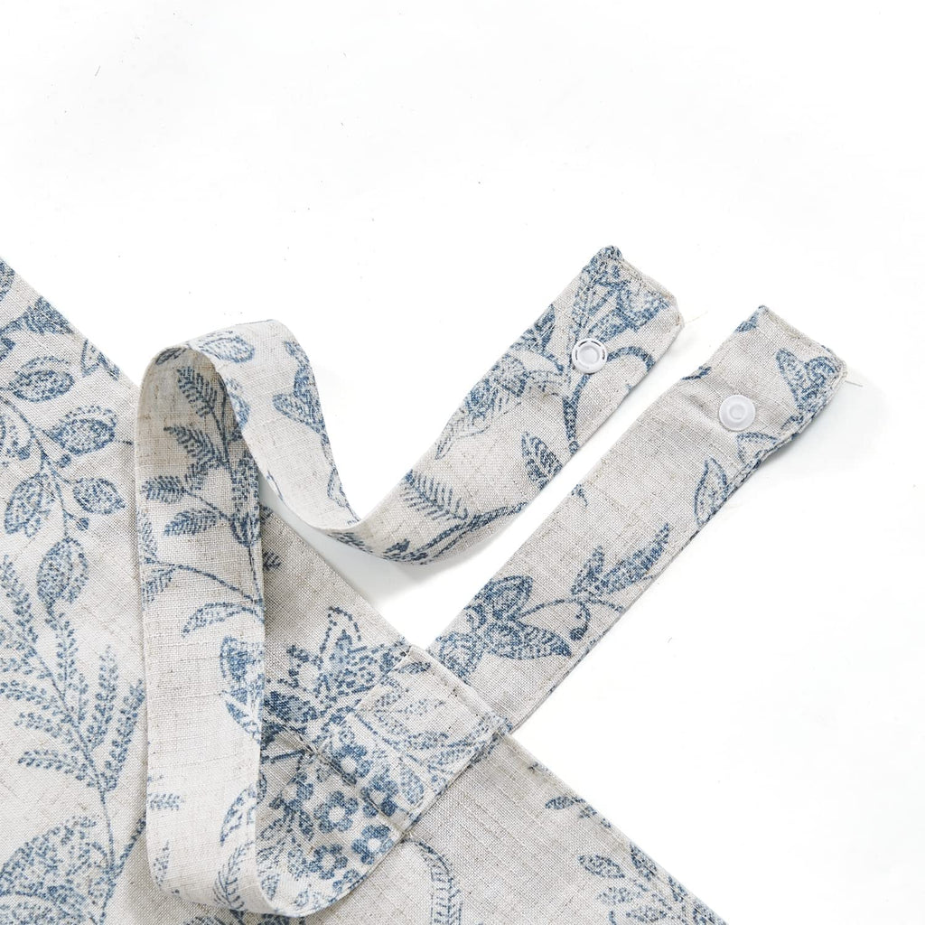 Blue Farmhouse Linen Valance Curtain 20 Inch Tie Up 1 Panel