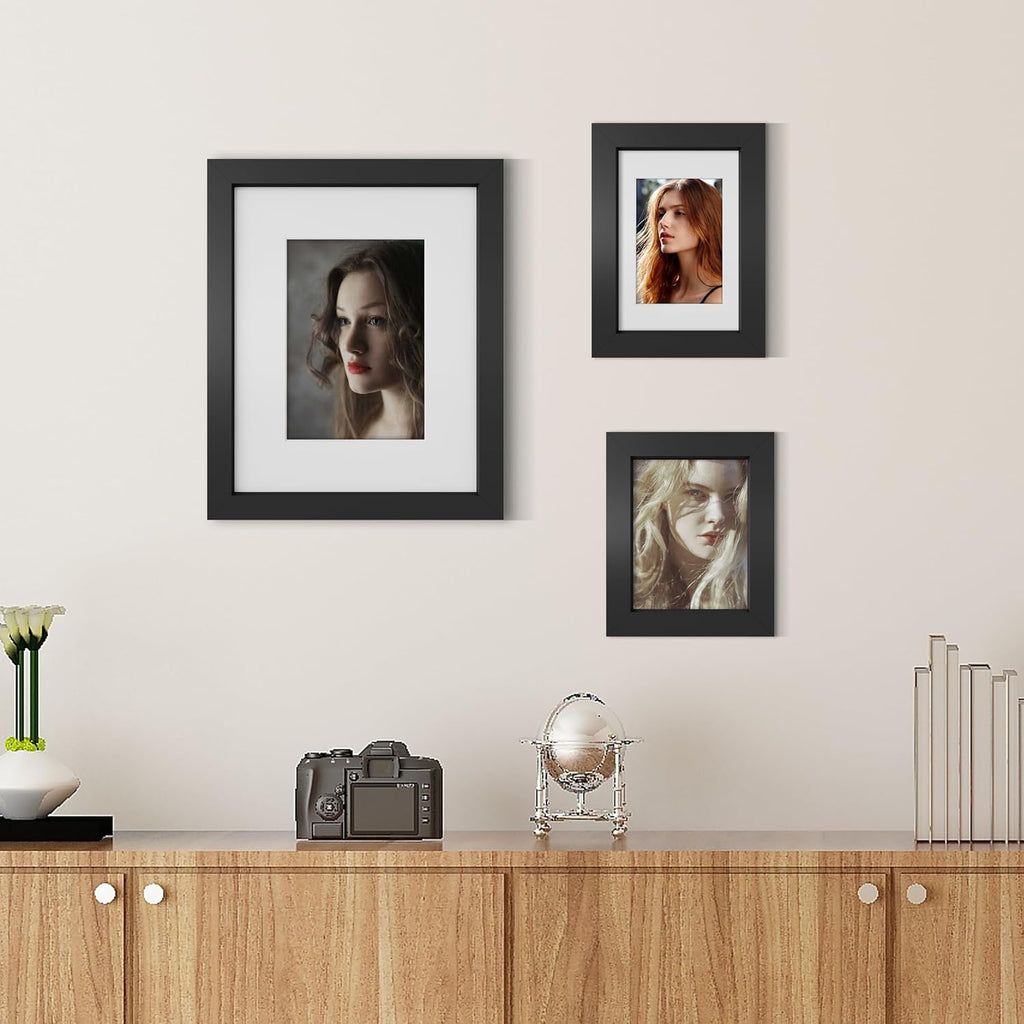 8x10 Picture Frame Set of 12, Modern Gallery Wall Frames, Black | Fits 5x7 With Mat or 8x10 Without Mat, Shatterproof