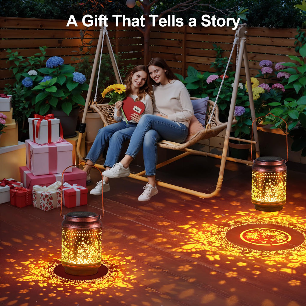 Solar Lanterns Outdoor Waterproof Birthday Gifts for Women Mon Grandma, 2 Pack Brighter Hummingbird Hanging Solar