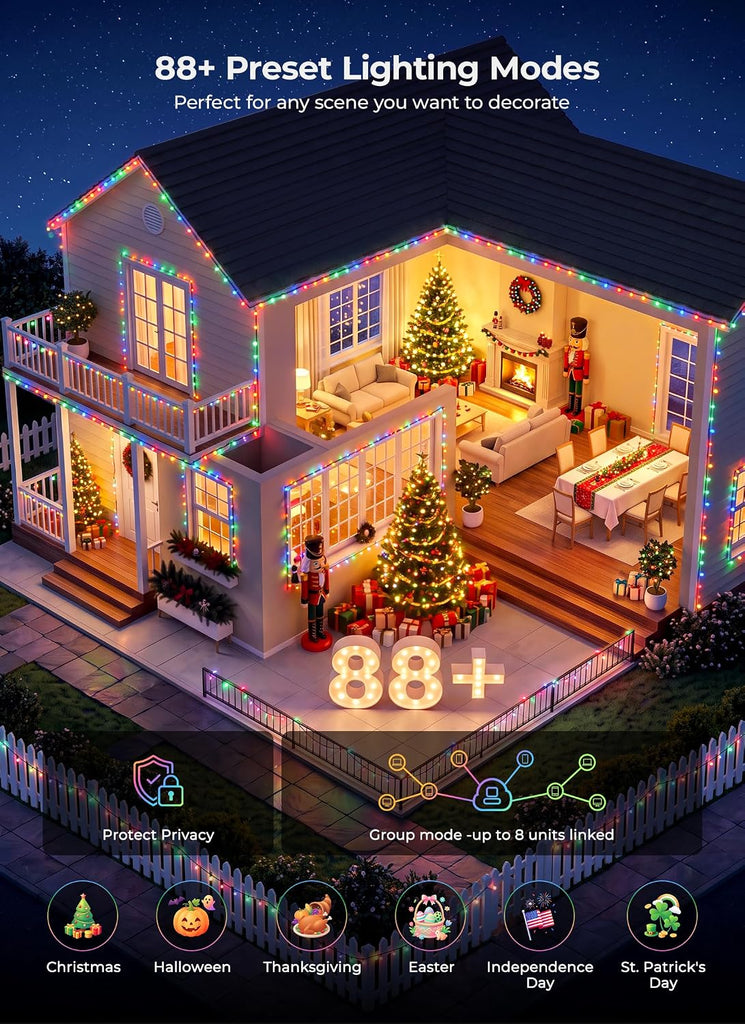 LED Smart Christmas Tree Lights, 200LED 66FT Color Changing