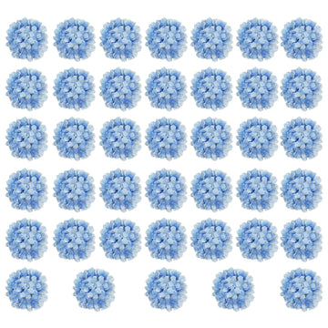 Blue Artificial Bulk, 40 Pcs Faux Heads, Artificial Fake Silk with Stems, Blue Artificial for Decoration Wedding