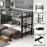 Triple Bunk Bed for Kids,Detachable TwinXL Over Twin Over Twin Metal Bunk Bed with Guardrails,Ladder &