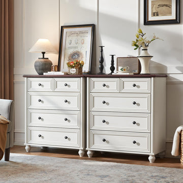 Farmhouse 5 Drawer Dresser Set of 2, 35.5" Small Dressers