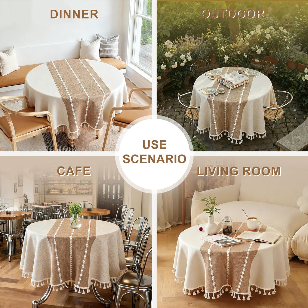 Rustic Tablecloth Cotton Linen Waterproof Tablecloths Burlap Table Cloths Dining, Party, Holiday, Christmas, Buffet