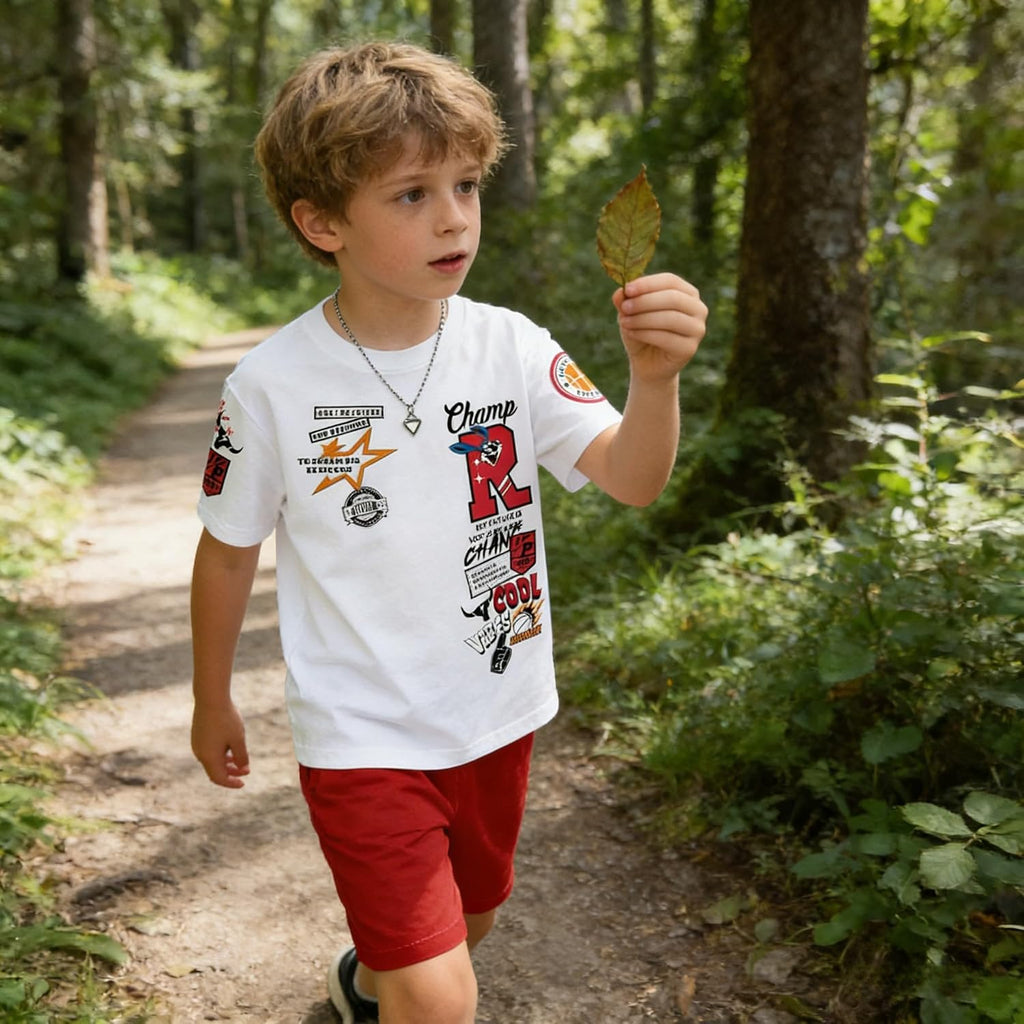 Boys Summer Clothes Short Sleeve Top and Shorts Piece Kids Outfits Boys Sets