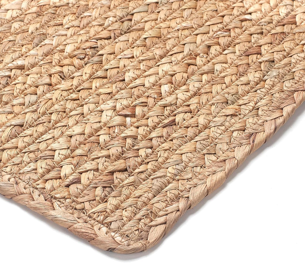 Woven Placemats, 17" x 12" Rattan Table Mats, Natural Water Hyacinth Chargers for Dinner Plates, Wicker - Set of 6