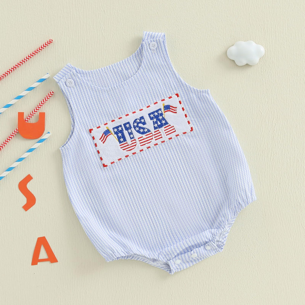 My First 4th of July Baby Girl Outfit American Flag Sleeveless Romper Patriotic Bodysuit Cute 4th of July Baby Boy
