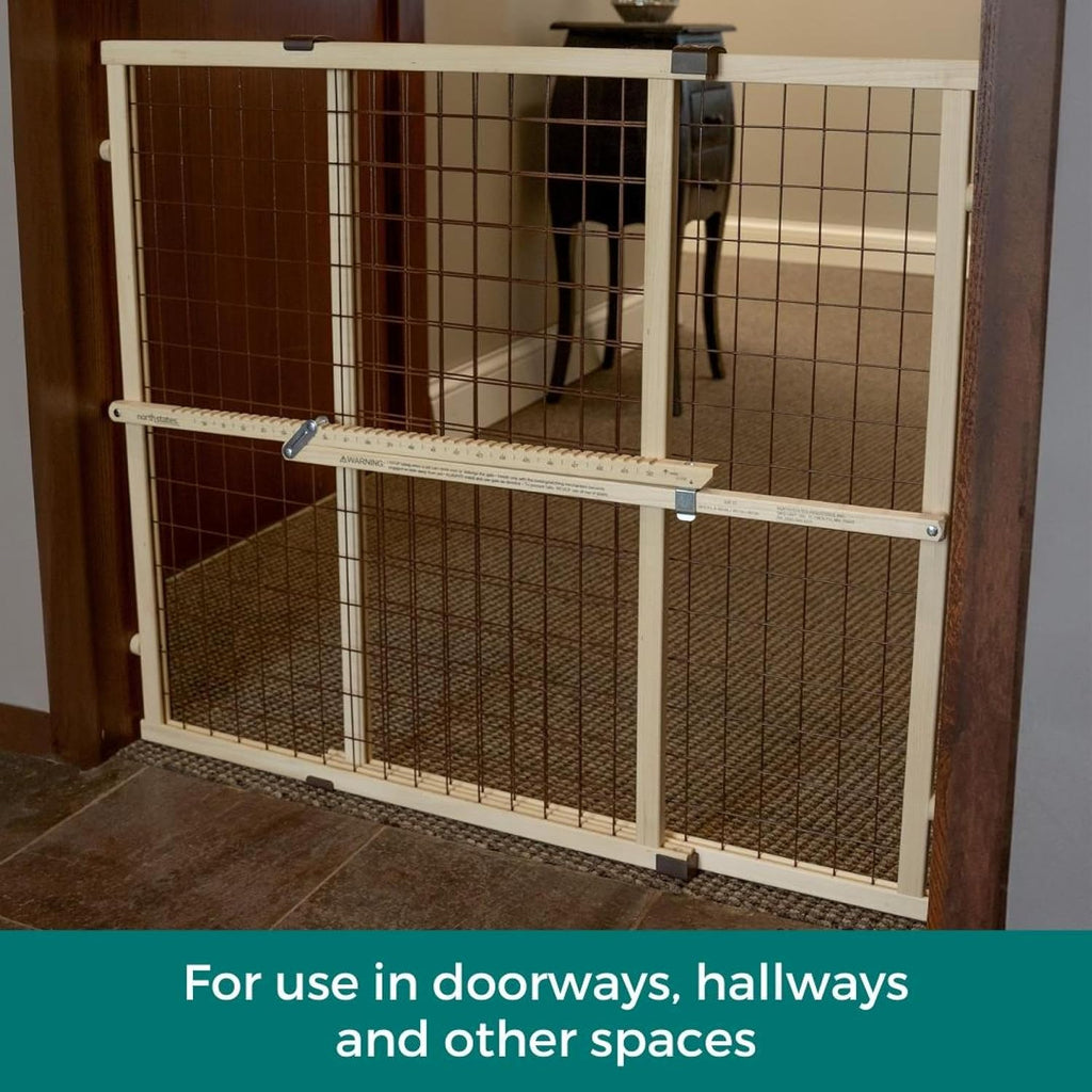 Wire Mesh Dog Gate: 29.5"-50" Wide, Pressure Mounted with No Tools; Expandable, Durable Pet Gates for Doors