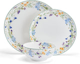 Quinn Lightweight Bone China 12 Piece Dinnerware Plate Bowl Set, Service for 4