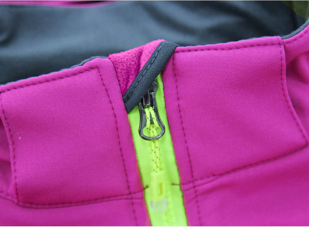Boys Girls Hooded Windbreaker Fleece Lined Softshell Jacket